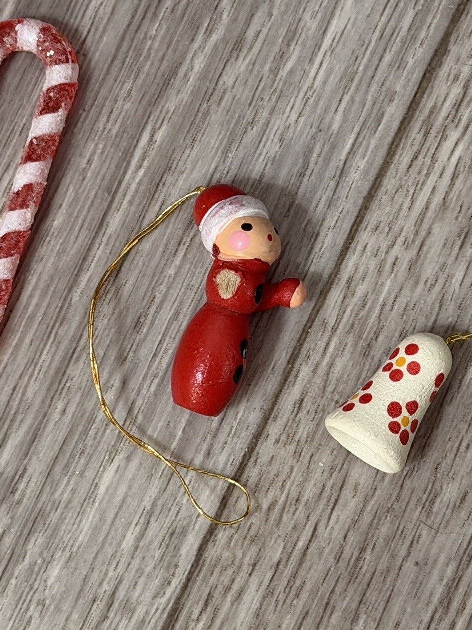 Vintage Tiny Christmas Ornaments Lot of 9 Star Candy Canes Mixed Types READ