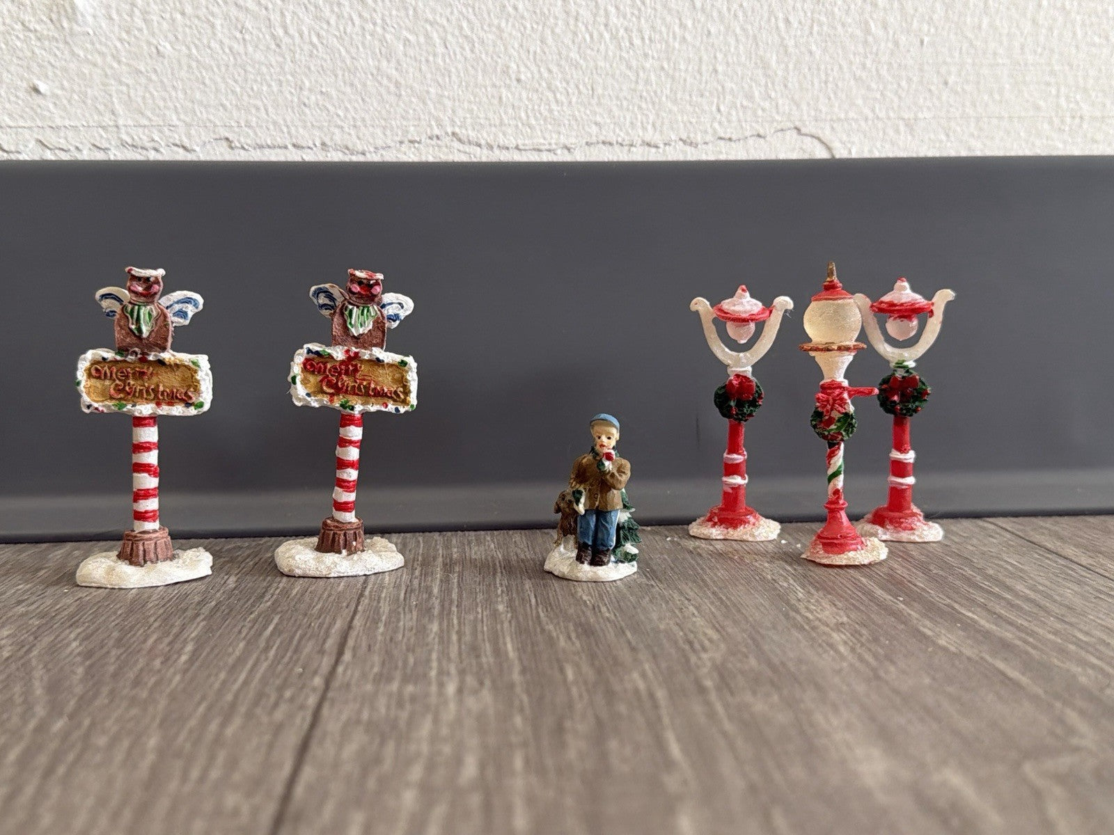 Small Multicolor Resin Christmas Figurines Set, Traditional Style, Pack of 6