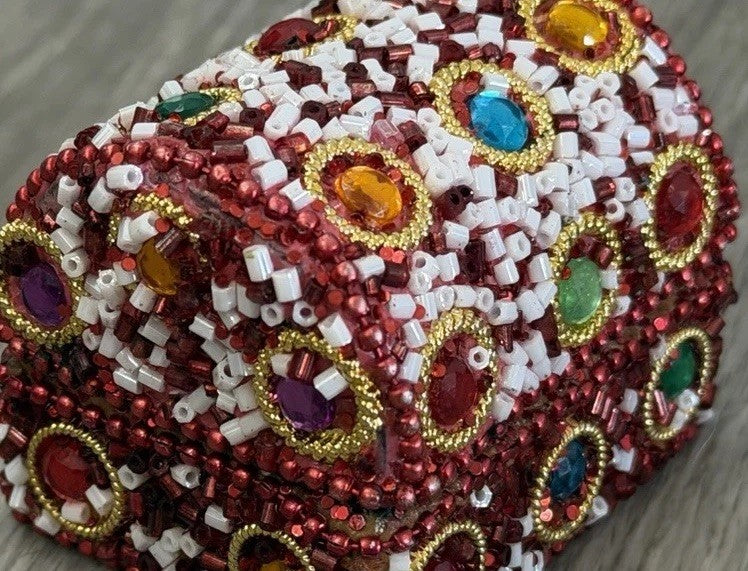 Handcrafted One-of-a-Kind Multi Color Beaded Mini Chest Trinket Gift Box