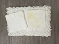 Vtg white cotton 7 napkins intricate lace cutwork 18x13 Set 8 Placemats STAINED