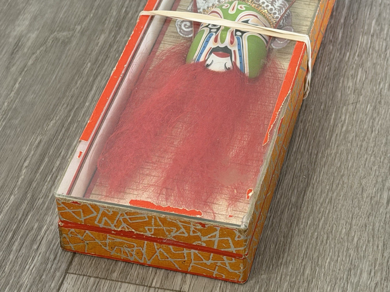 Vintage Chinese Opera Face Painting Miniature Clay Mask Box Tang BROKEN BOX
