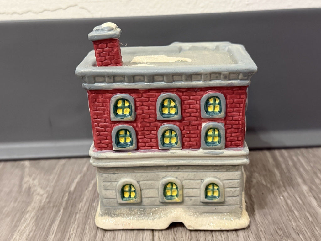Vintage 2004 Christmas Village Fire House Figurine 