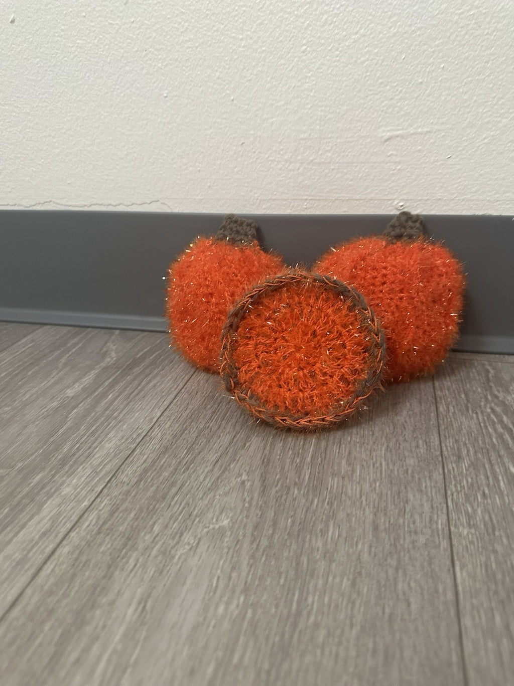 Handmade Crocheted Pumpkin Scrubber Set | 2 Pumpkin & 1 Dual-Sided Round Scrubby