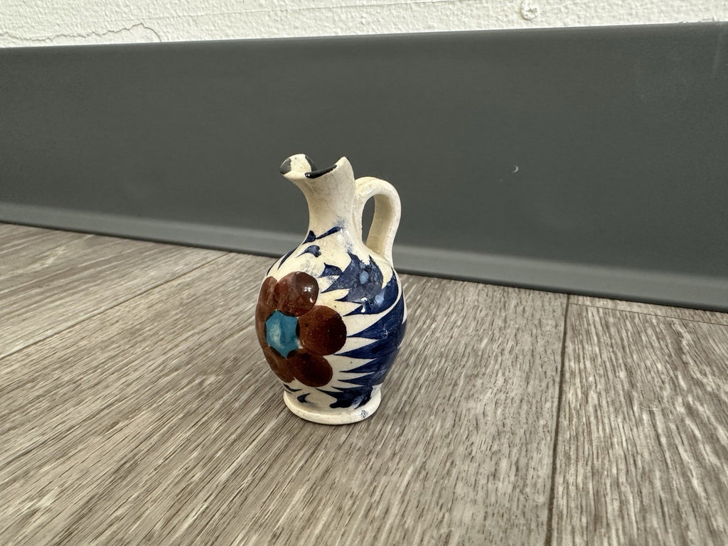 Adorable Vintage Pottery Mini Vase 2.5” Tall Hand Painted - Flower Design
