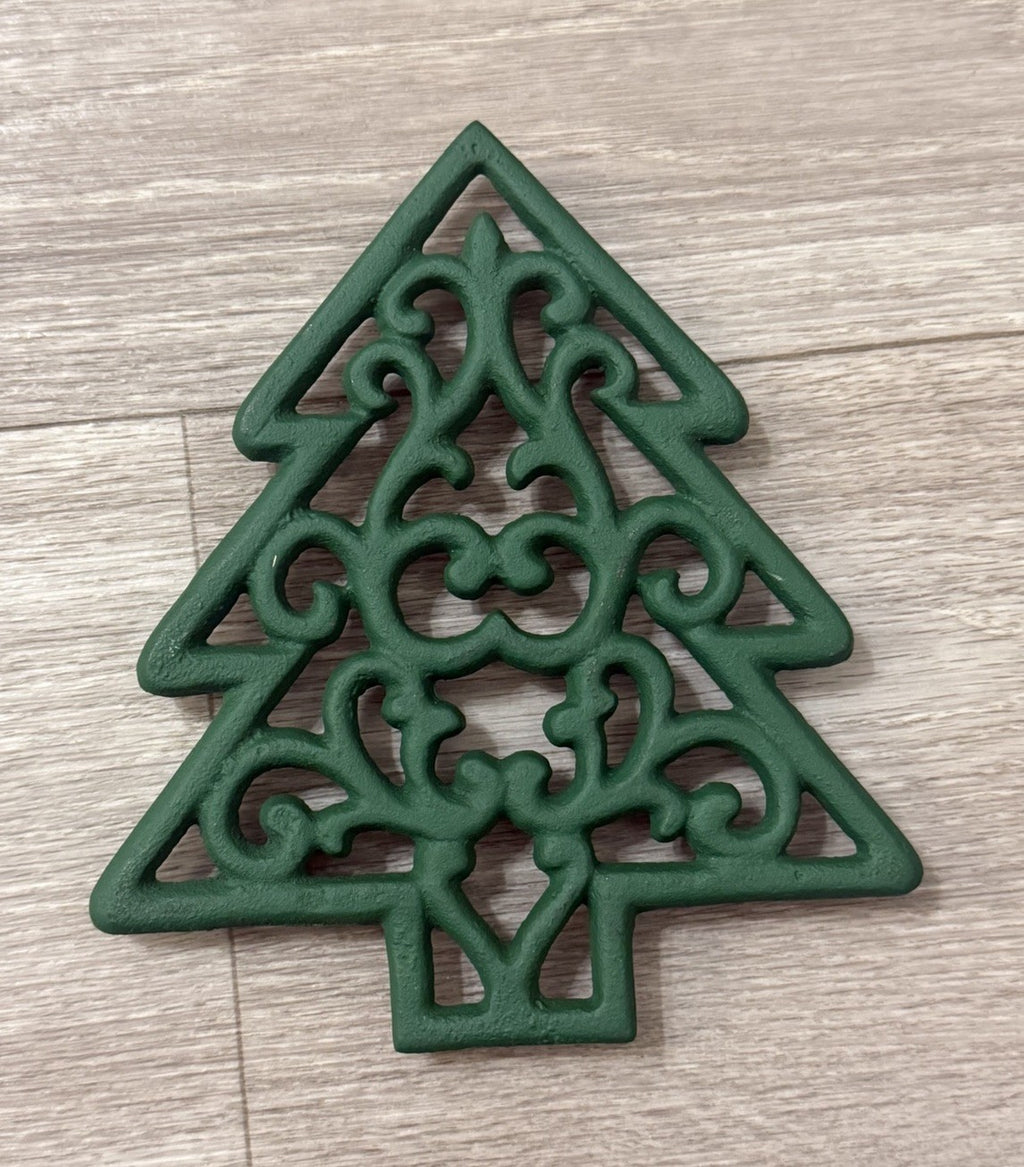 Christmas Tree trivet cast iron vintage