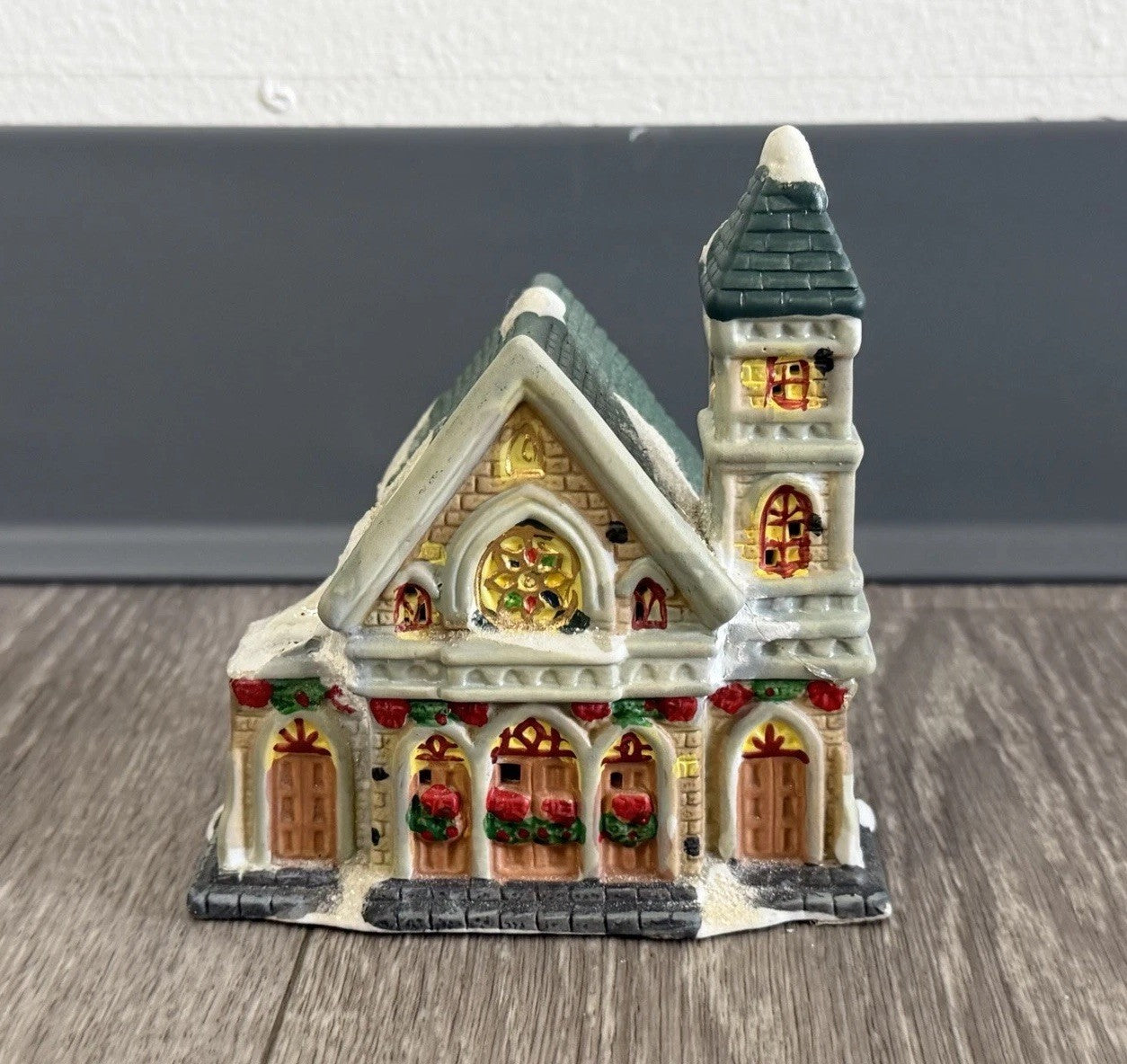 BROKEN- Vintage Small Porcelain Church For Christmas Village