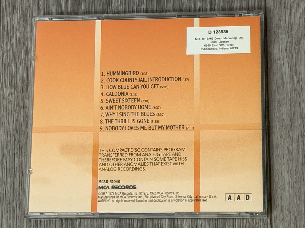 VINTAGE CD The Best of B.B. King MCAD-31040 Contains 9 songs VG+ 1987