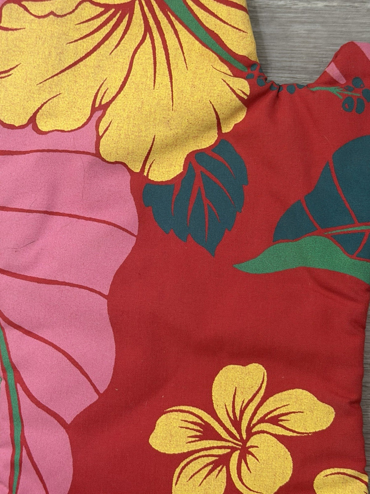 VINTAGE Hawaiian Style Hibiscus Oven Mitt summer BBQ Kitchen Housewarming Gift