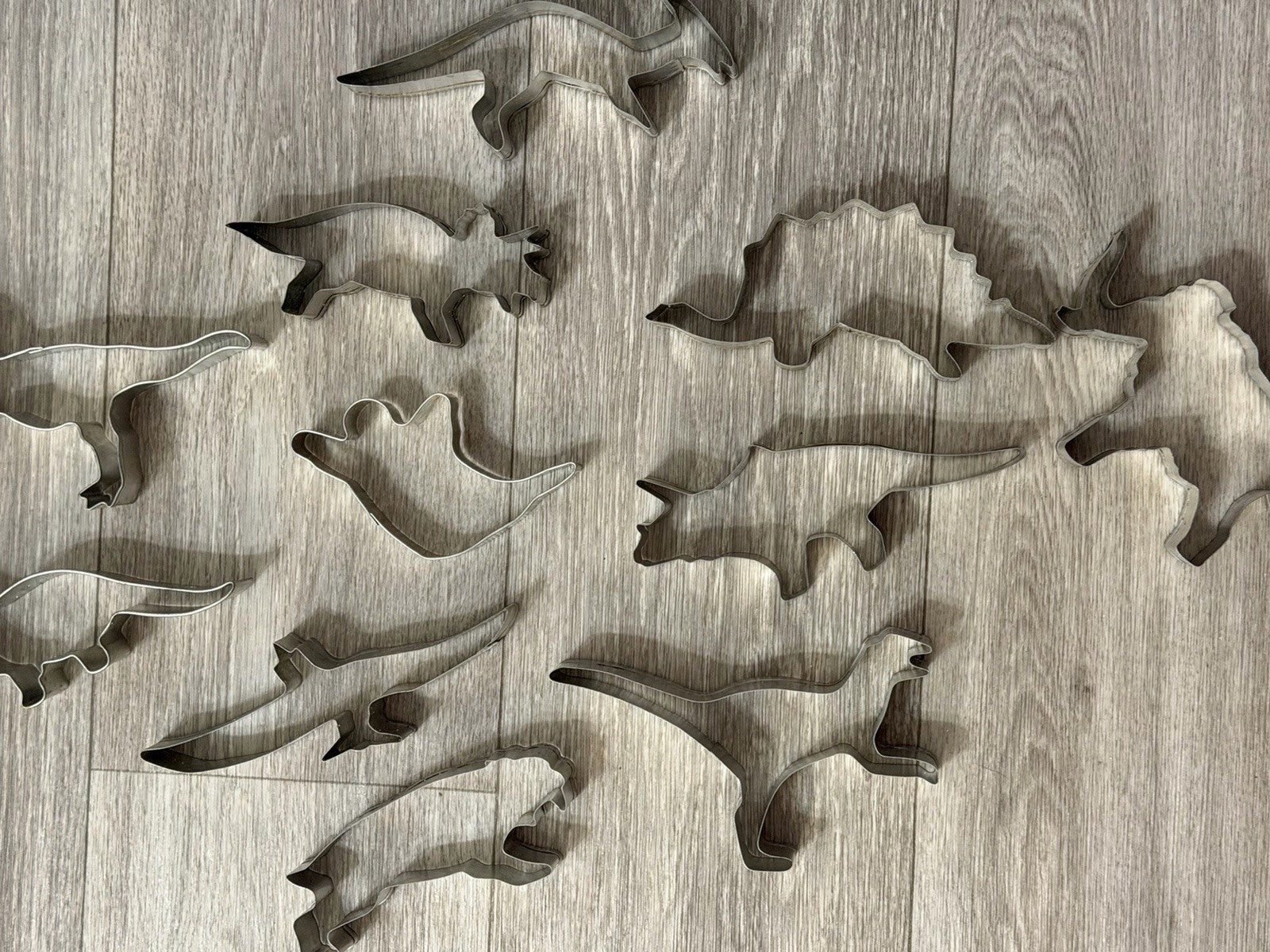 Vintage Cookie Cutters Dinosaur / Prehistoric + 1 Ghost Set of 11 4.5-6" Metal
