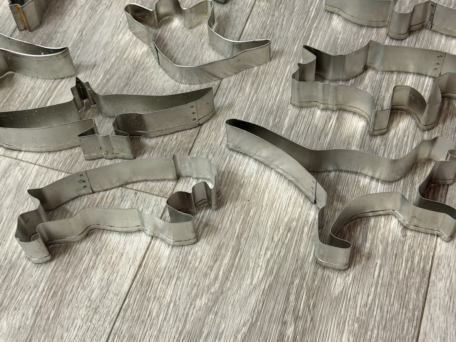 Vintage Cookie Cutters Dinosaur / Prehistoric + 1 Ghost Set of 11 4.5-6" Metal