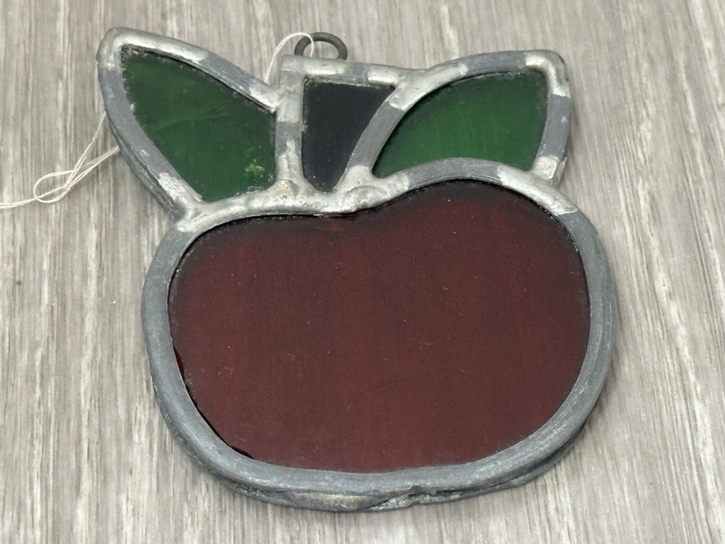 Vintage Apple Stain Glass Sun Catcher Teacher Autumn Fall Harvest