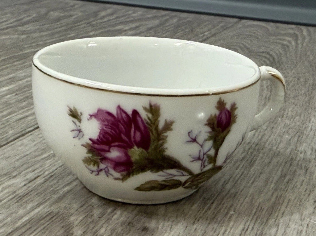 Vintage Small Teacup Moss Rose Design - Cup Only - No Saucer - Made In Japan