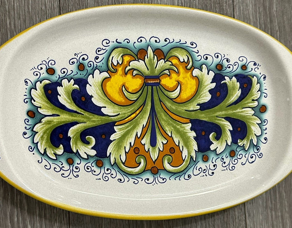 Ceramica Nova Deruta 12 In. Oval Serving Dish-Hand Painted Follia Pattern