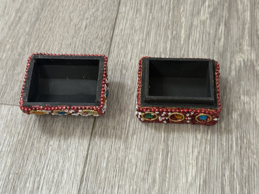 Handcrafted One-of-a-Kind Multi Color Beaded Mini Chest Trinket Gift Box