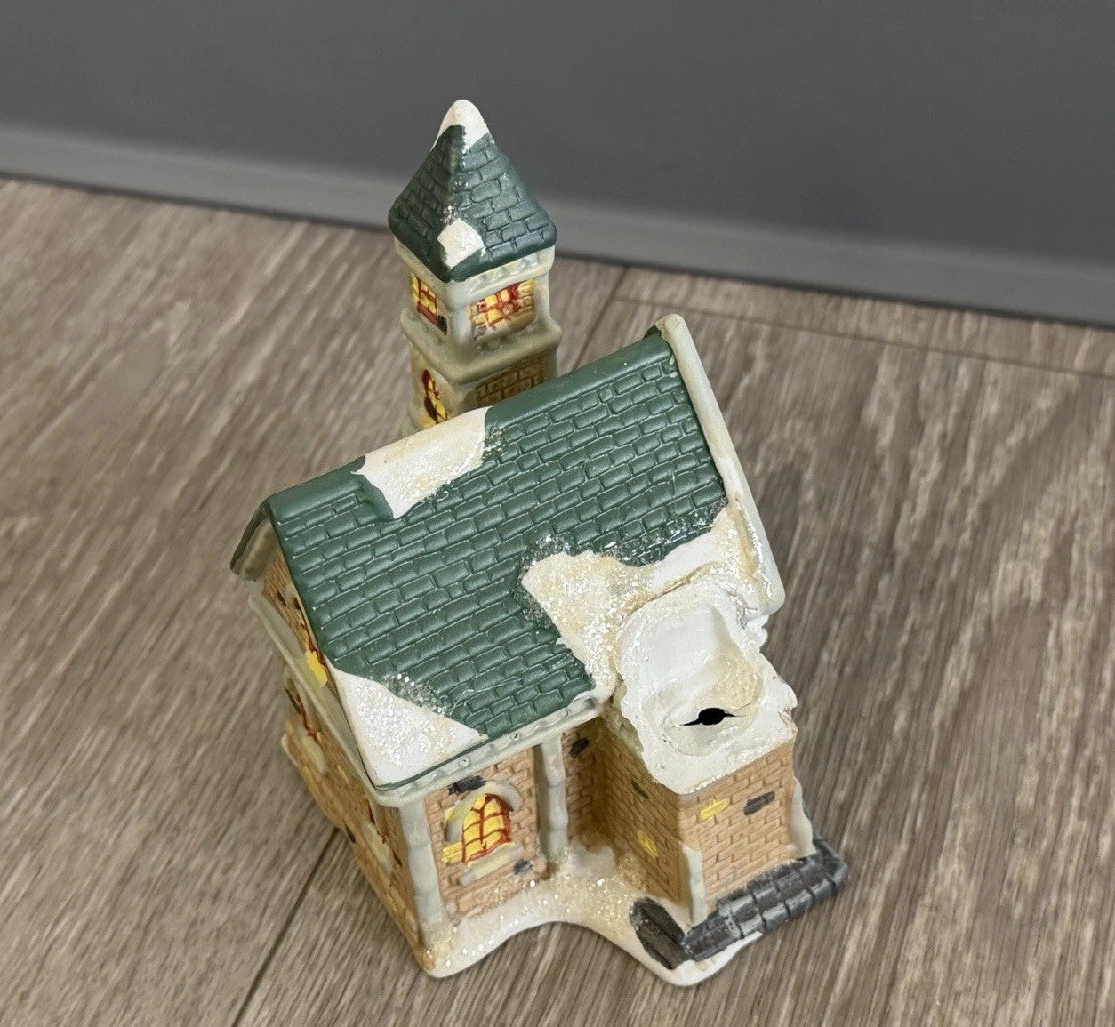 BROKEN- Vintage Small Porcelain Church For Christmas Village