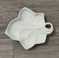 Vintage 1987 Lillian Vernon 67 Grape Leaf shape Trinket Plate White Porcelain