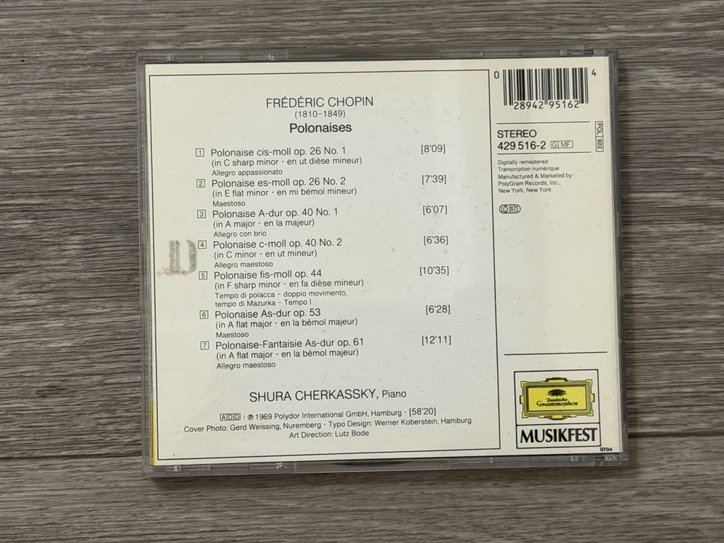 Chopin: Polonaises / Shura Cherkassky by Shura Cherkassky (CD, Oct-1990, DG...