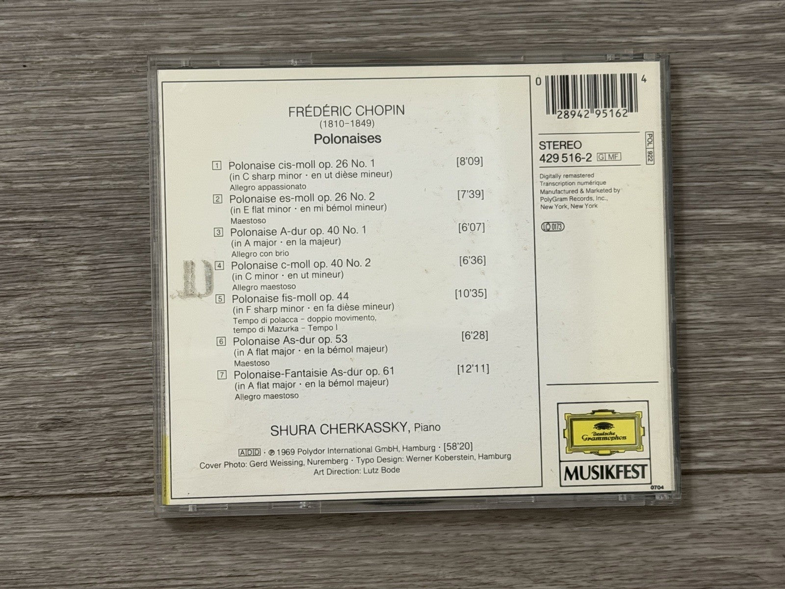 Chopin: Polonaises / Shura Cherkassky by Shura Cherkassky (CD, Oct-1990, DG...