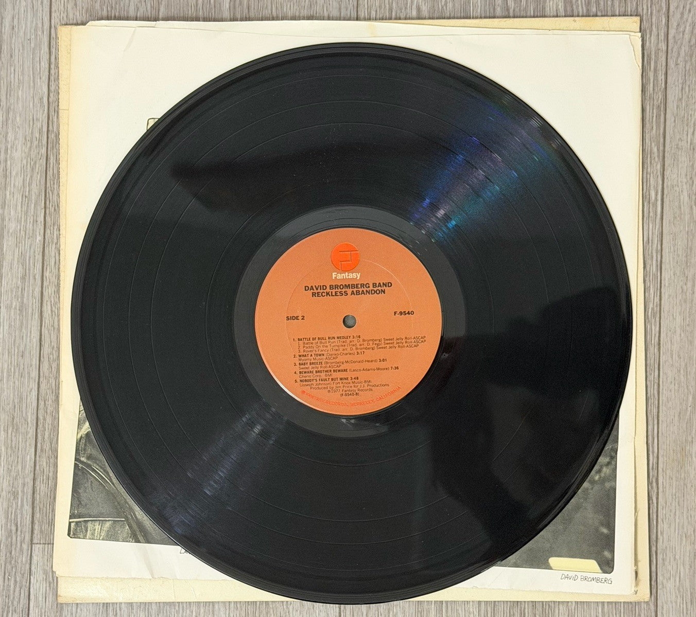 David Bromberg Band - Reckless Abandon LP - 1977 VG/G+ On Fantasy Records
