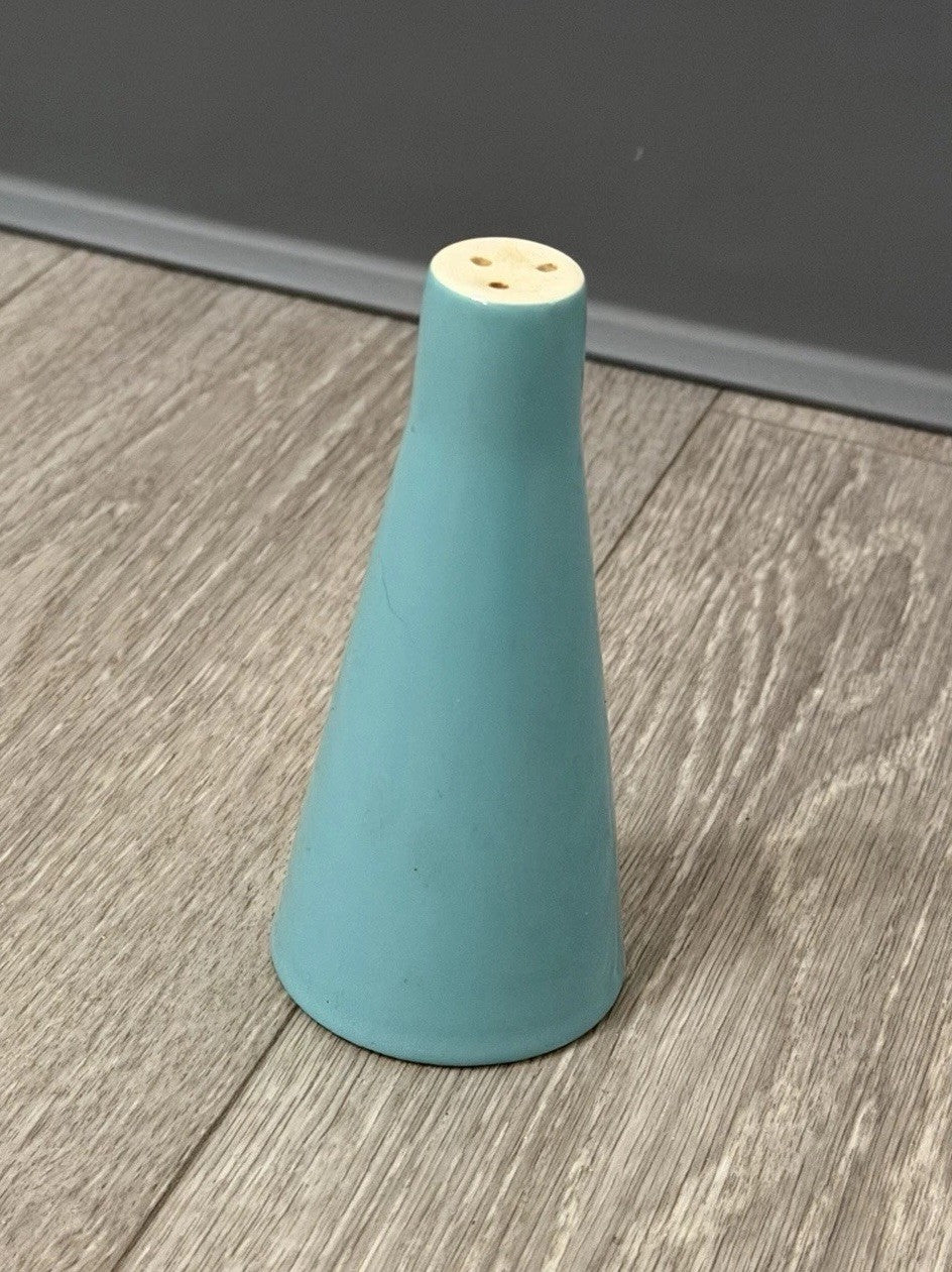 Mid-century Cera-Stone Salt Shaker 4.75” Light Blue