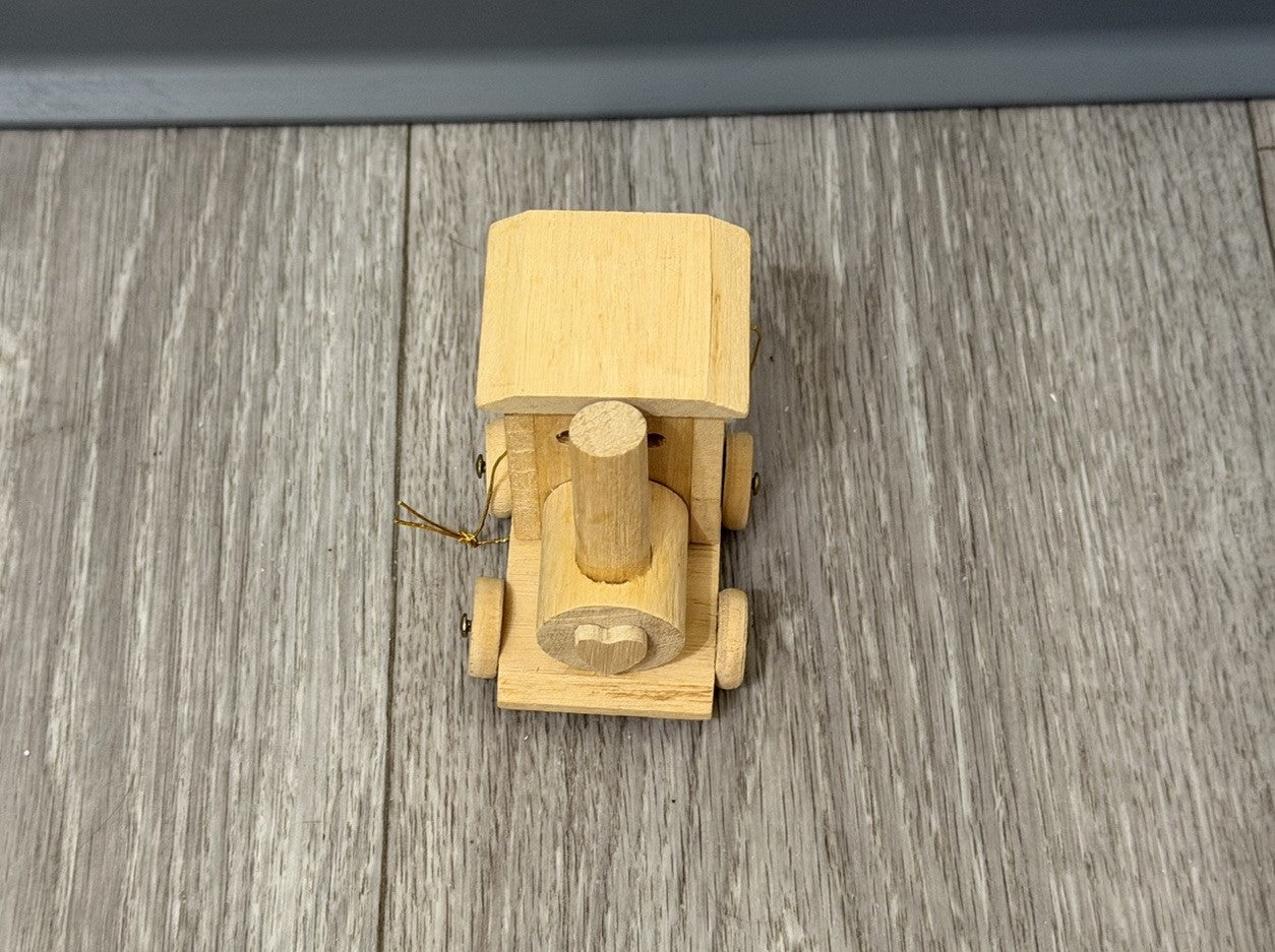 Wooden Christmas Tree Ornament Natural wood train engine