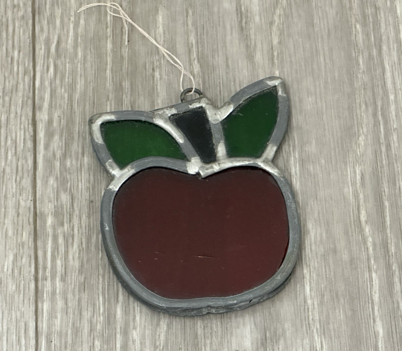 Vintage Apple Stain Glass Sun Catcher Teacher Autumn Fall Harvest