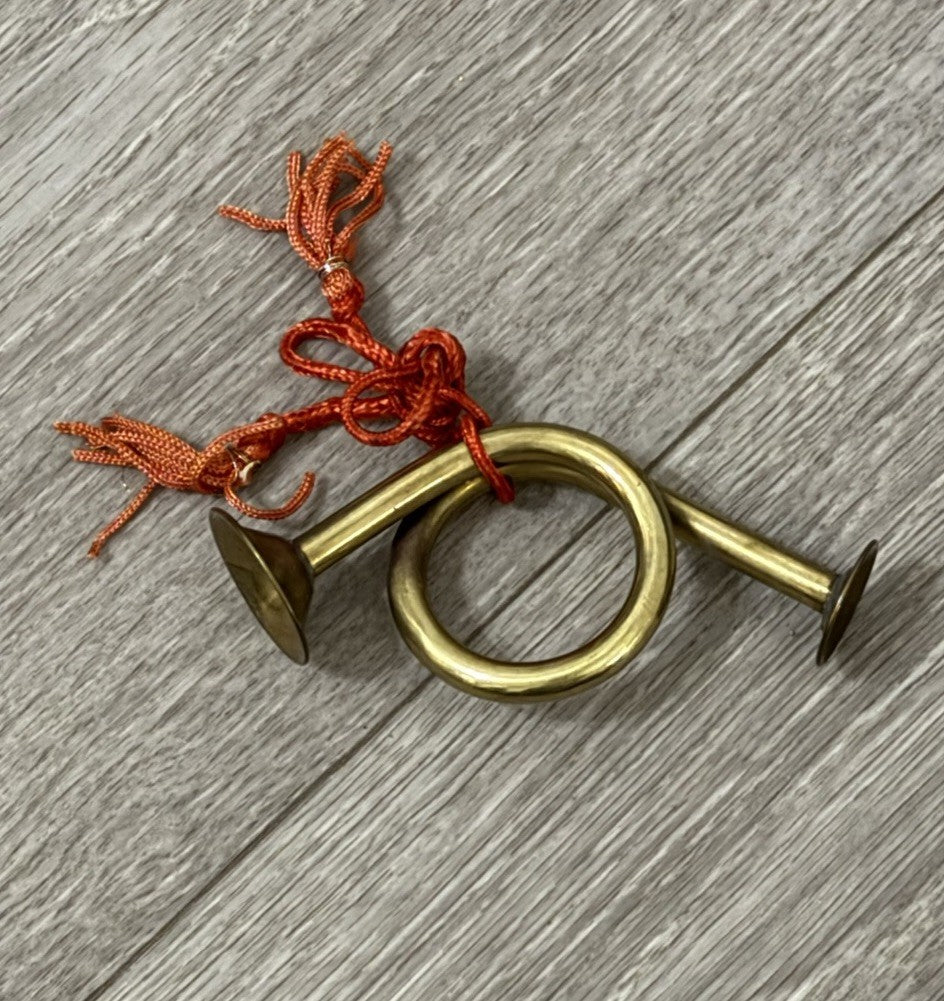 Vintage Brass French Horn Bugle Hanging Decorative Instrument 5.5 in hanging