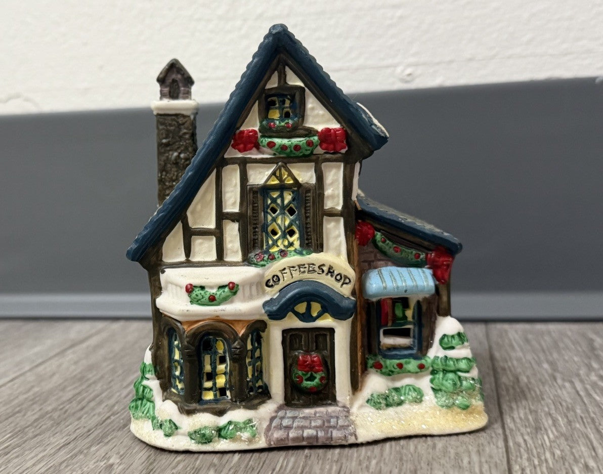 4.5" Tall Ceramic Christmas Village Coffee Shop