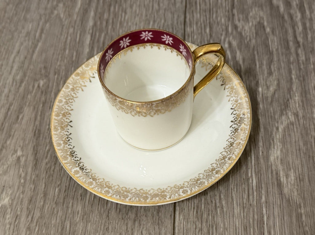 Small Size Antique CT Altwasser Germany Porcelain Tea Cup & Saucer Set Gold Trim