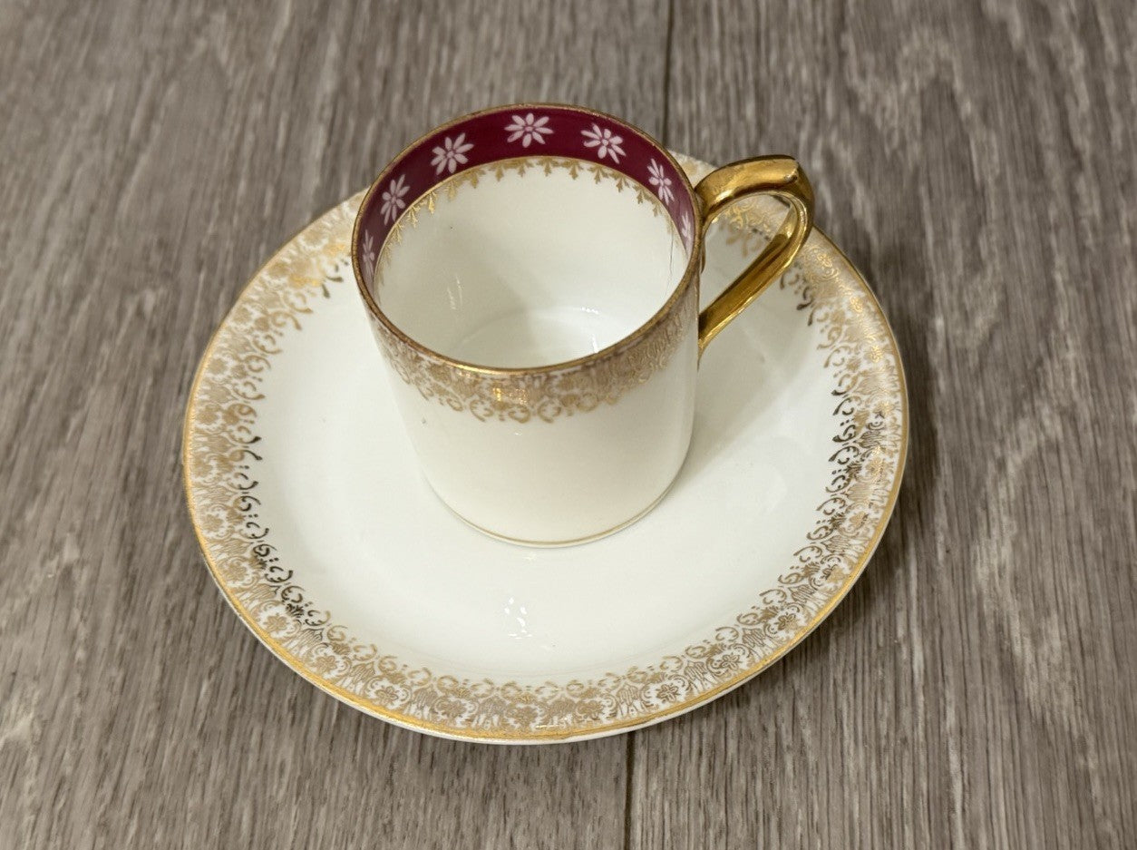 Small Size Antique CT Altwasser Germany Porcelain Tea Cup & Saucer Set Gold Trim