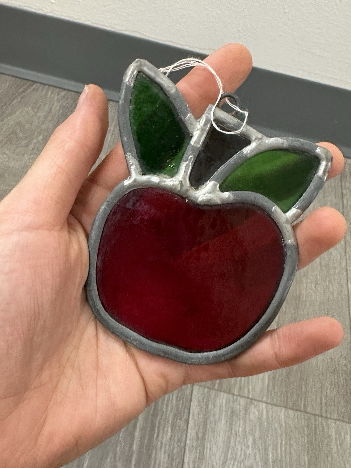 Vintage Apple Stain Glass Sun Catcher Teacher Autumn Fall Harvest