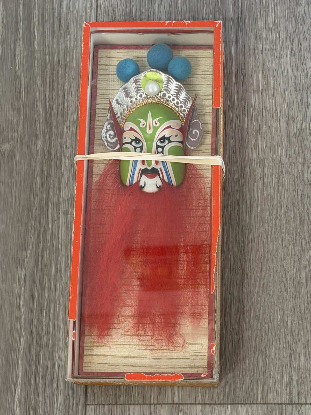 Vintage Chinese Opera Face Painting Miniature Clay Mask Box Tang BROKEN BOX