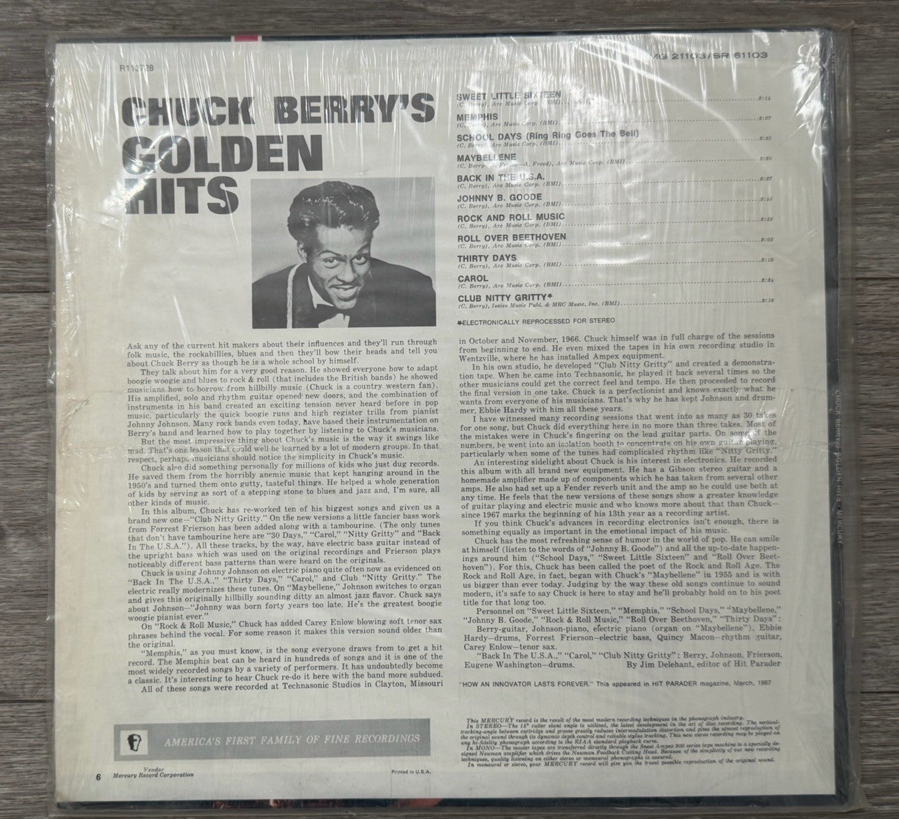 CHUCK BERRY GOLDEN HITS LP SR 61103  OPEN SHRINK WRAP VG