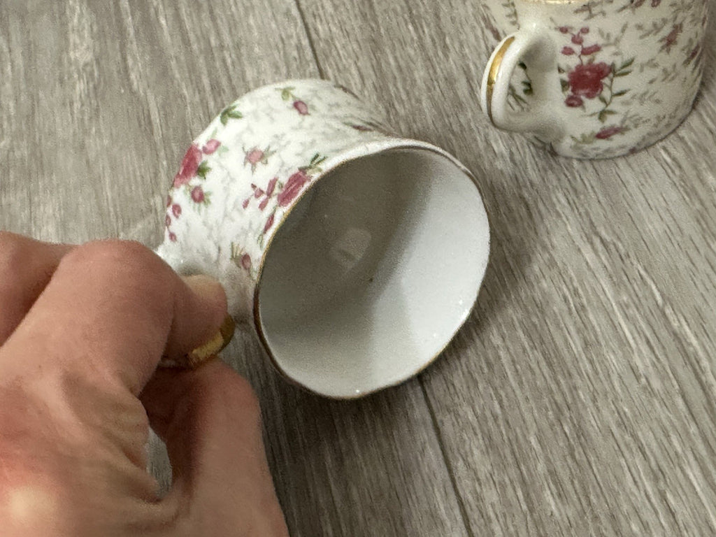 Pair of Vintage Child - Size Lefton & Companion Demitasse Teacups - Hand Painted