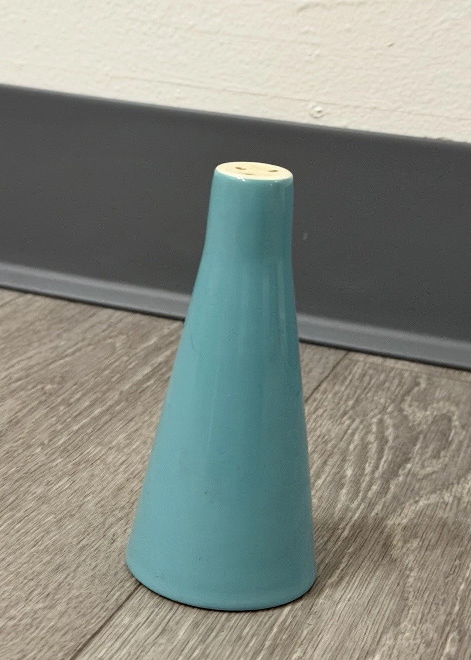 Mid-century Cera-Stone Salt Shaker 4.75” Light Blue