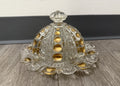 Vintage Good Drops Butter Dish w/ Domed Lid - Gold/Pressed Glass Has Chips