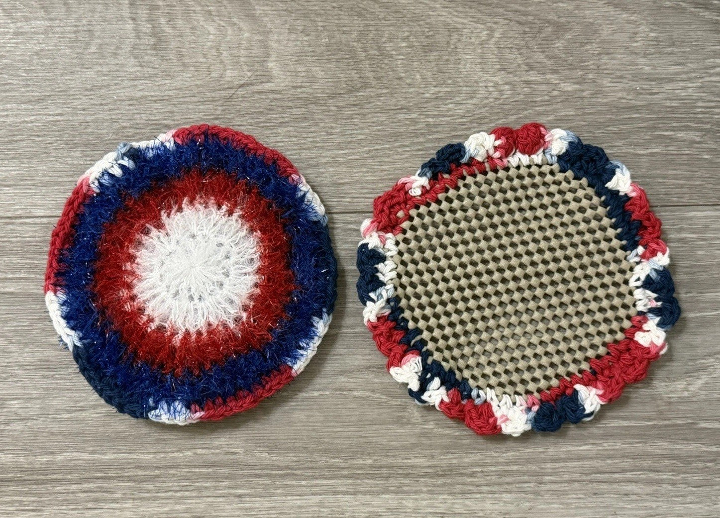 Crocheted Dish Scrubby & Jar Opener Gripper Set Of 2 - 1 Scrubby + 1 Gripper