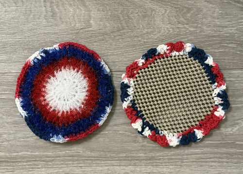 Crocheted Dish Scrubby & Jar Opener Gripper Set Of 2 - 1 Scrubby + 1 Gripper