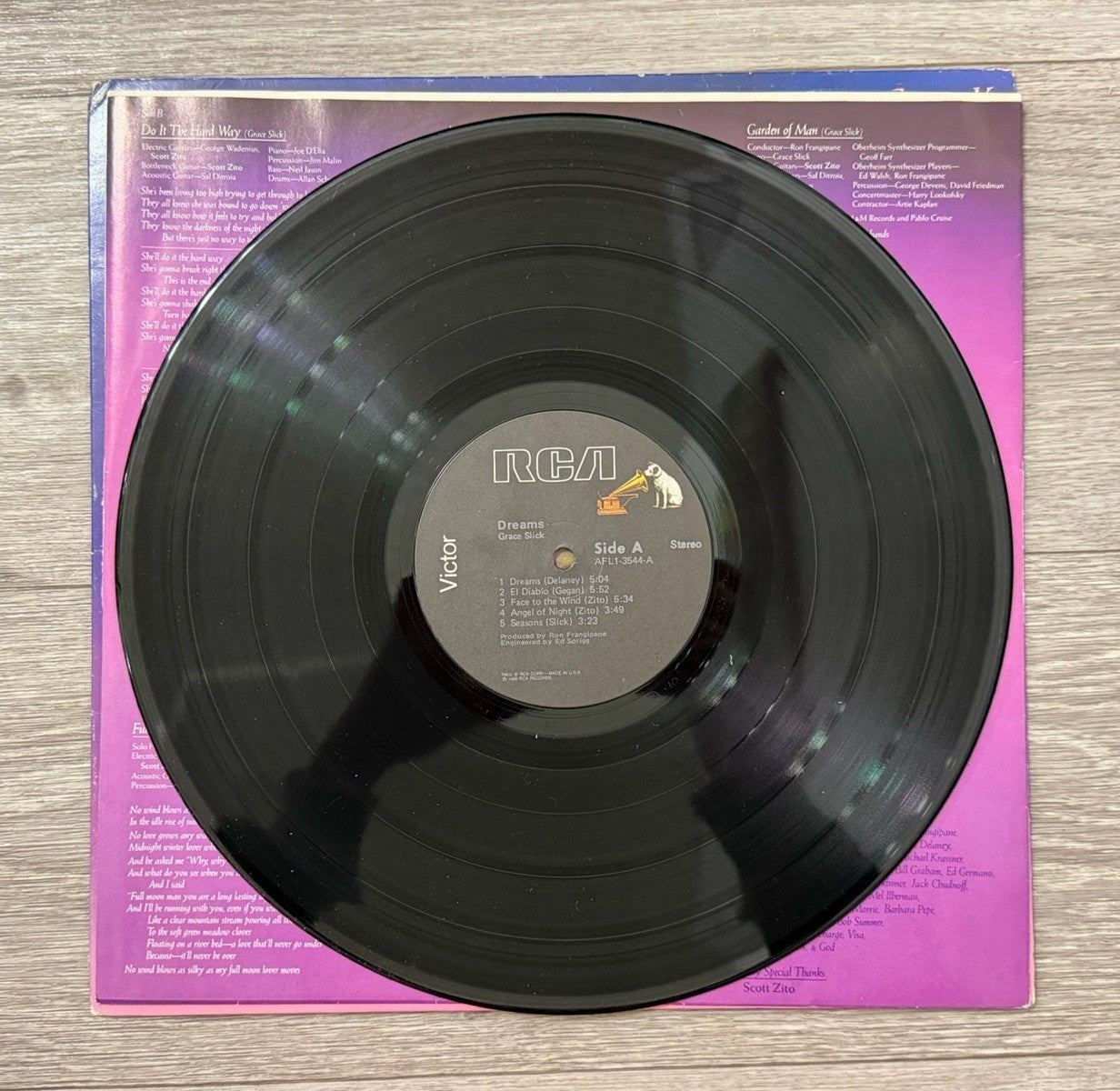 Grace Slick LP “Dreams” 1980 RCA AFL13544 VG+/EXC