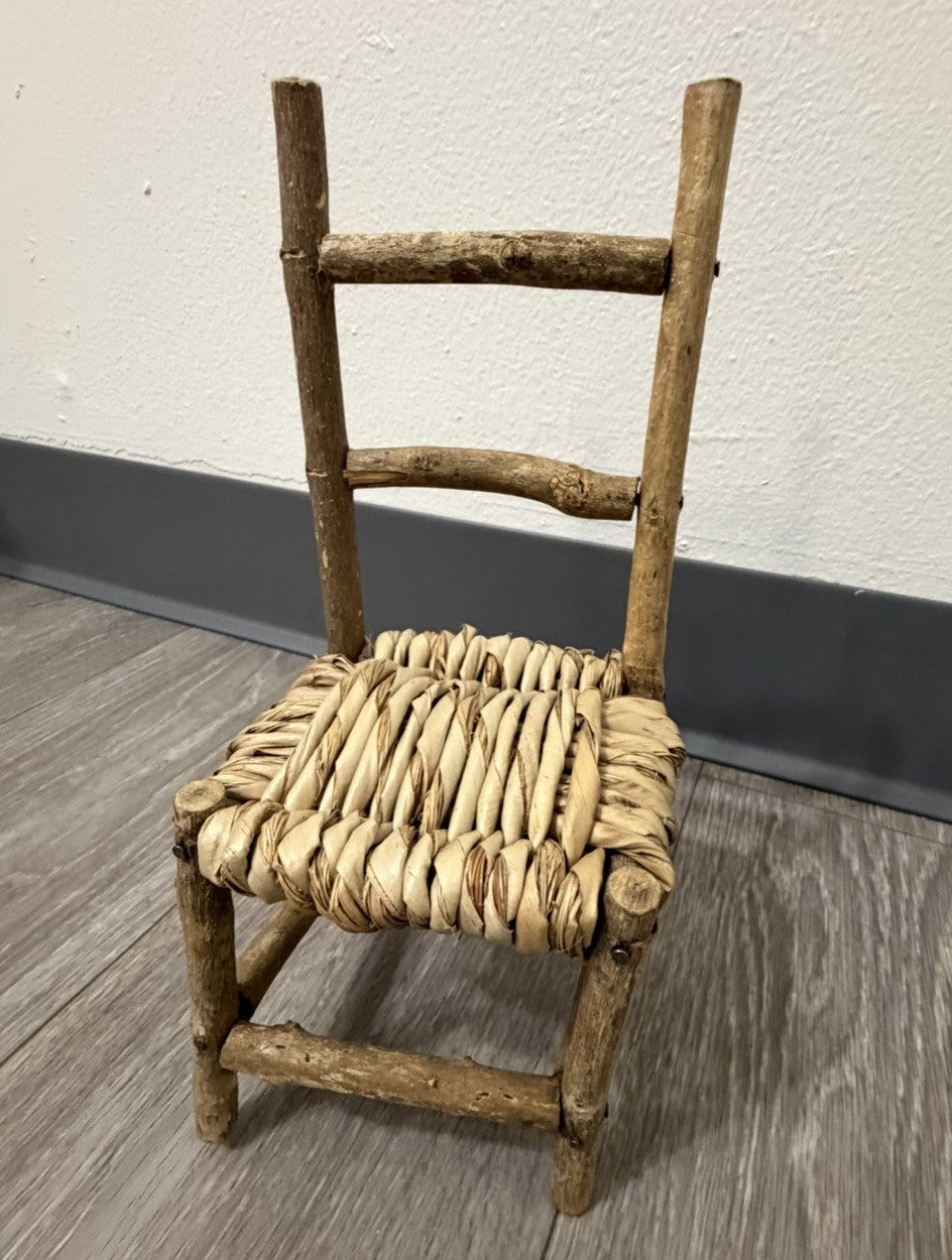 Cute Wood Ladder Back Doll Teddy Bear Chair 10” Tall Does Not Sit Sturdy