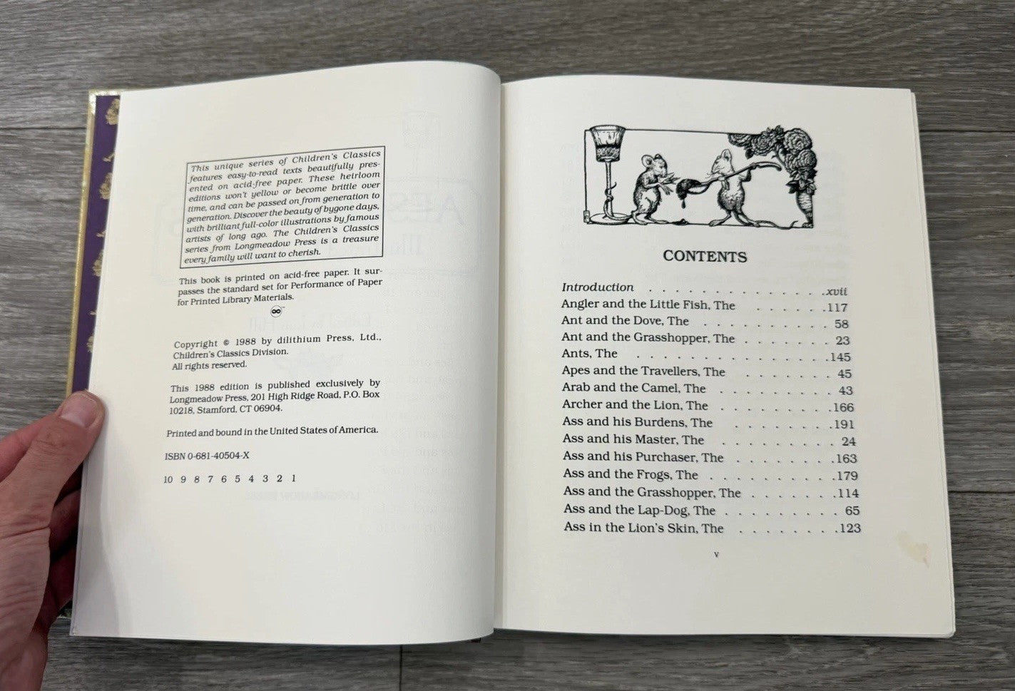 Aesop's Fables Illustrated by Nora Fry 1988 Longmeadow Press Classics Hardcover
