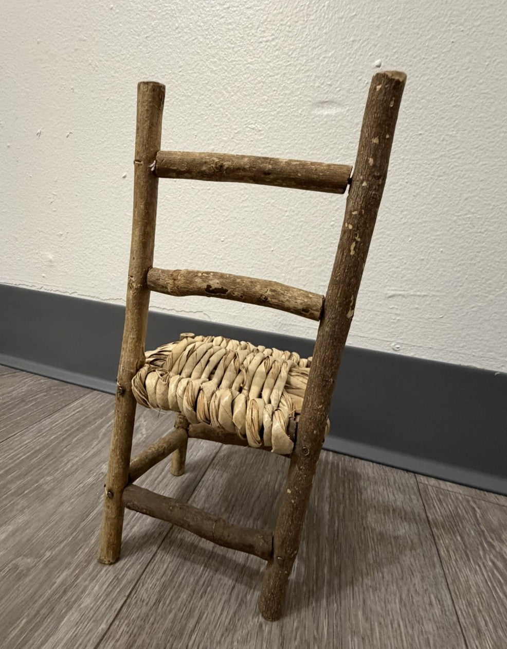 Cute Wood Ladder Back Doll Teddy Bear Chair 10” Tall Does Not Sit Sturdy