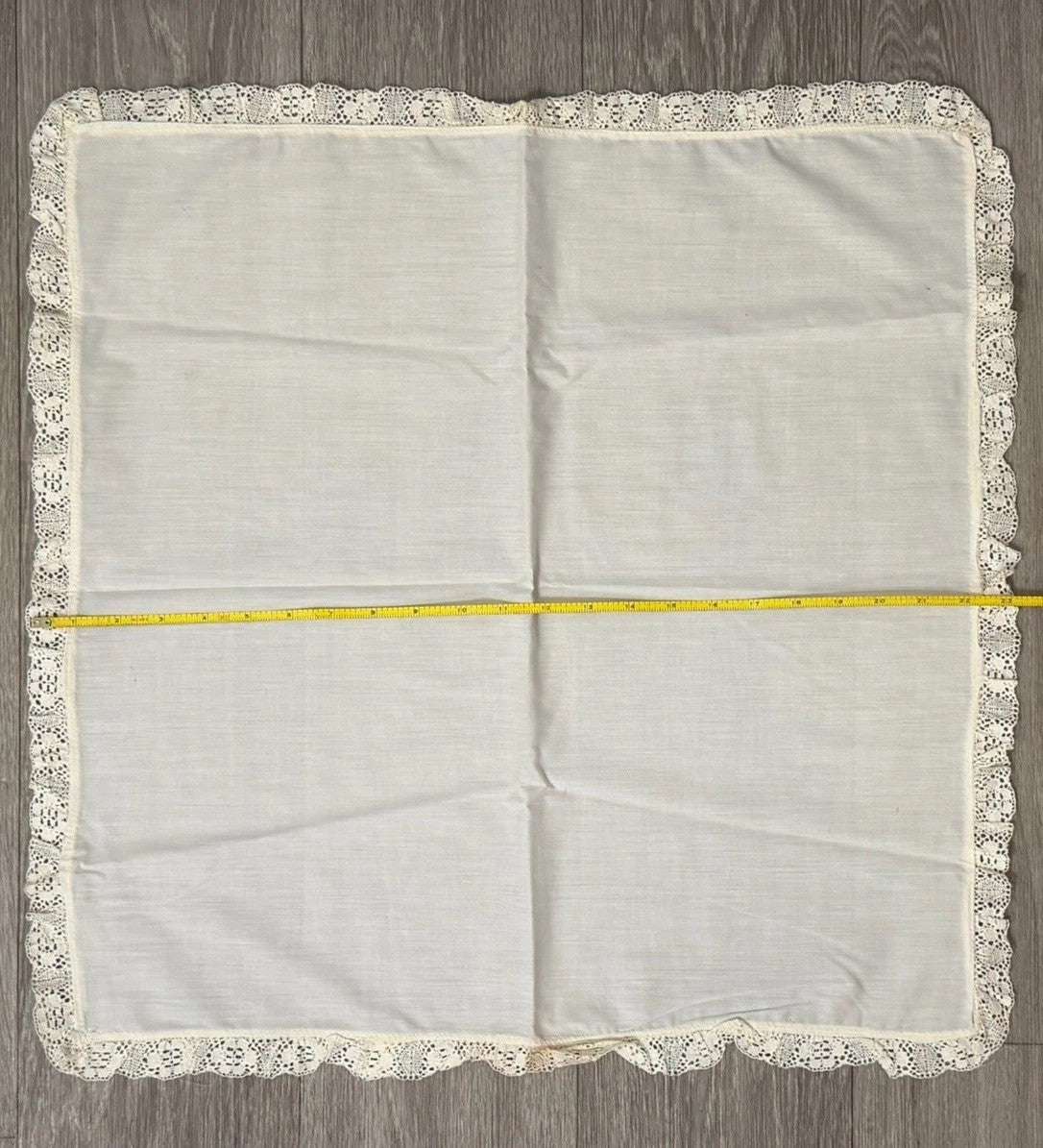 Vintage Handkerchief Crochet Edge 23" square approx. Floral Edge