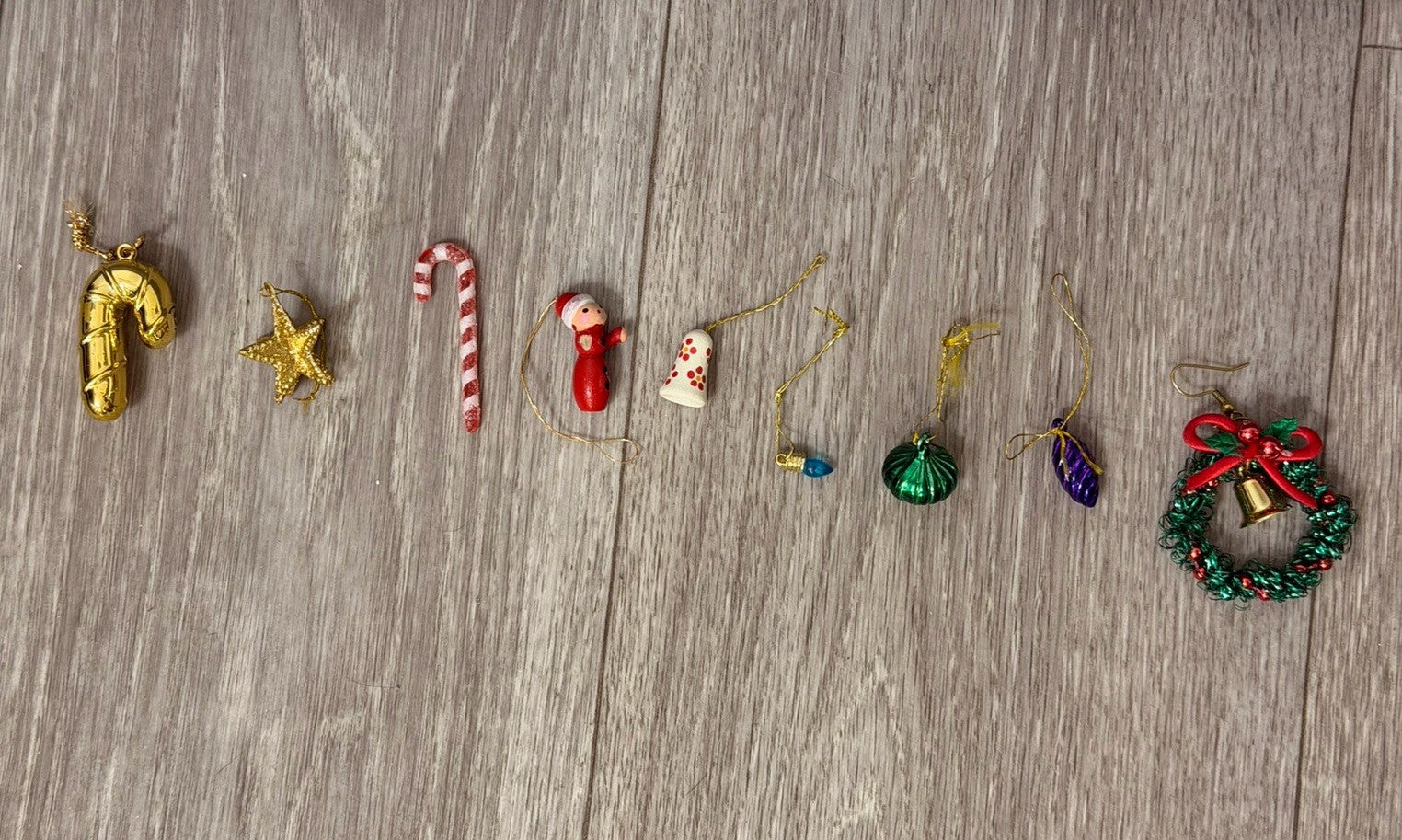 Vintage Tiny Christmas Ornaments Lot of 9 Star Candy Canes Mixed Types READ