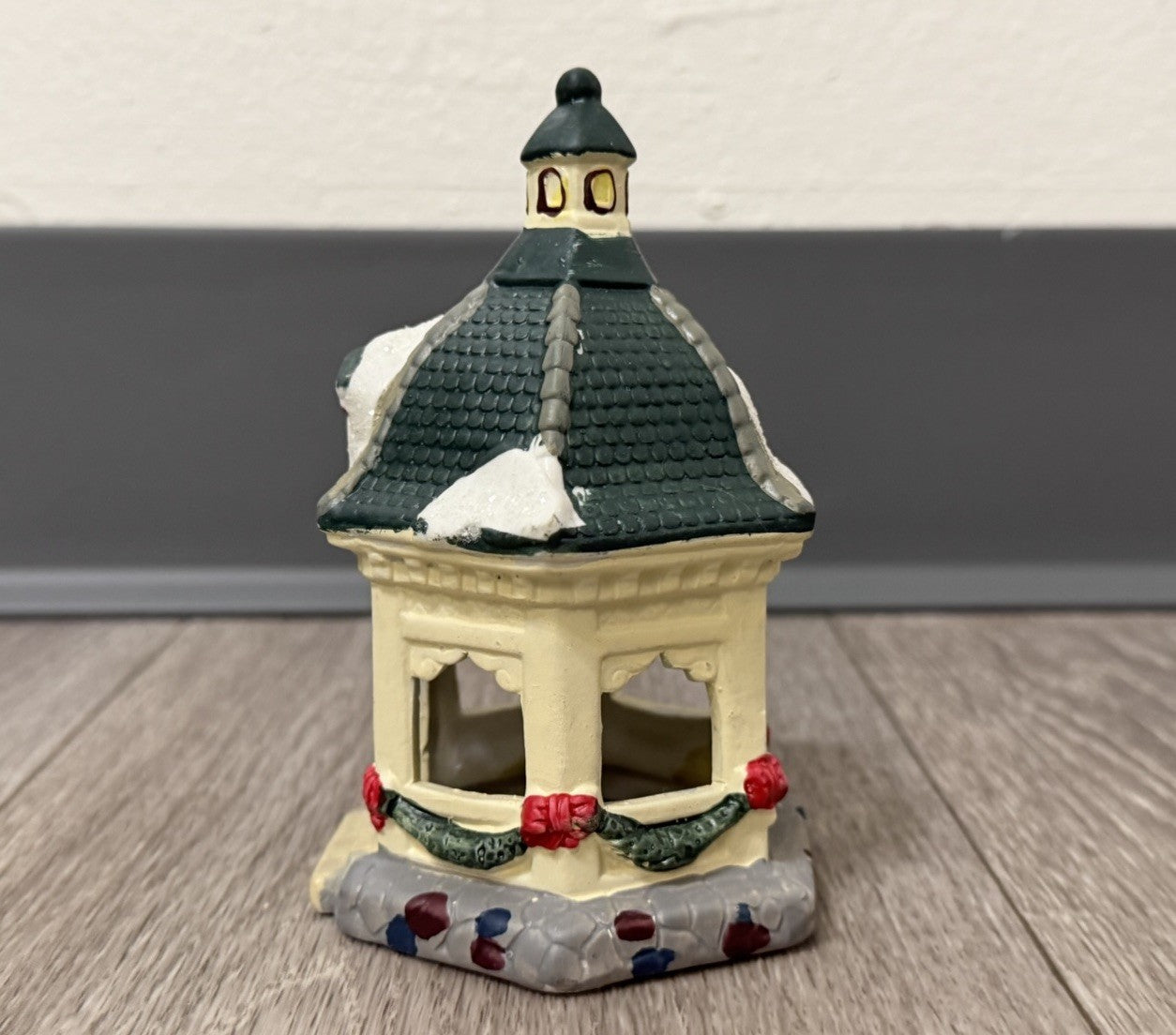 Vintage Christmas Village Gazebo for Holiday Town Figurines Winter Decorations