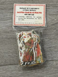 Vtg. Unopened Merrimack Xmas Ornaments Santa Claus Cardboard  Gold String New