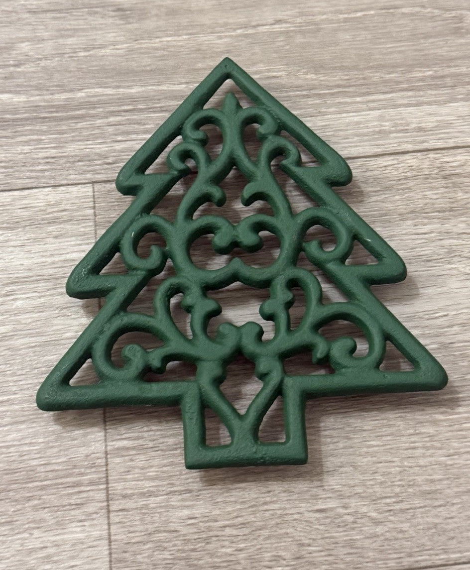 Christmas Tree trivet cast iron vintage