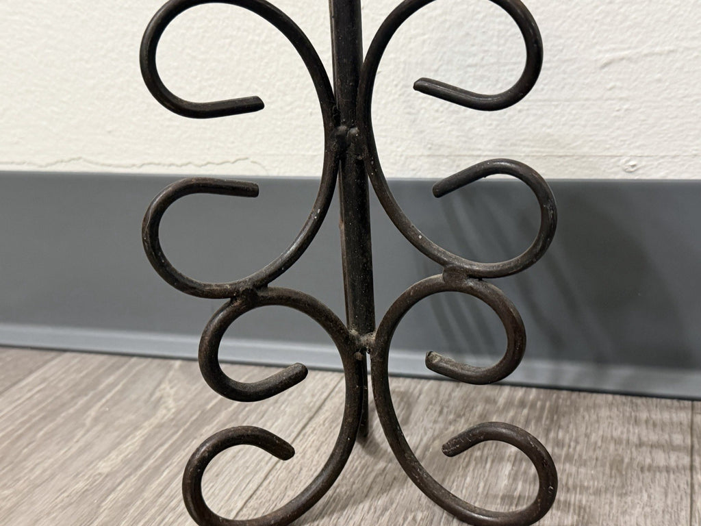 Brown Metal Scroll Swirl Decorative Taper Candle Holder Wrought Iron
