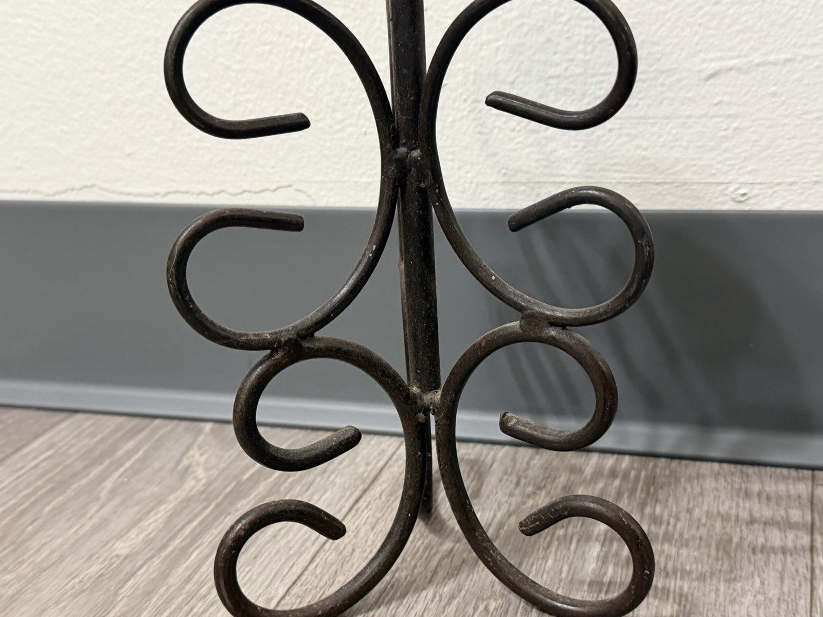 Brown Metal Scroll Swirl Decorative Taper Candle Holder Wrought Iron