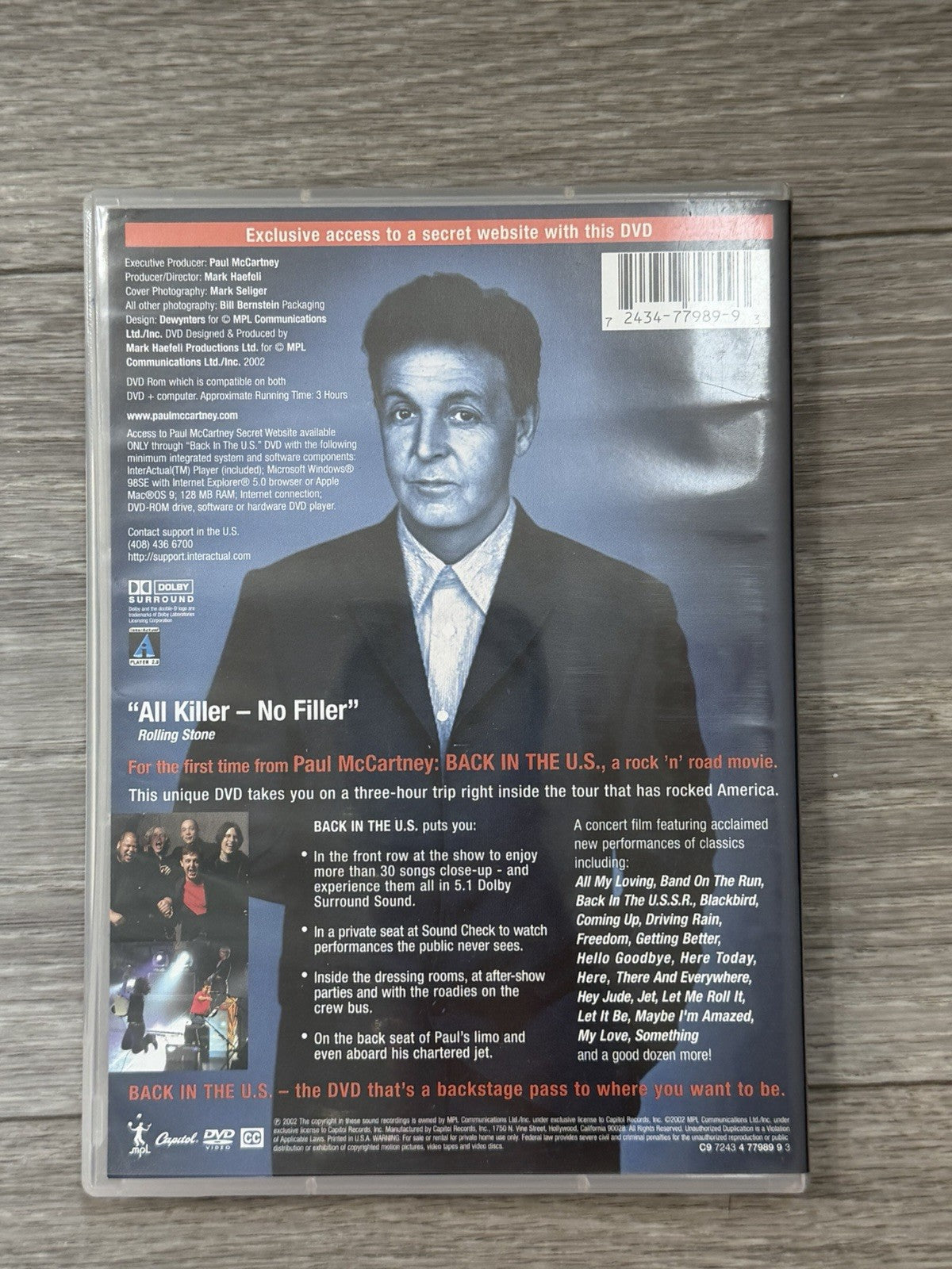 Paul McCartney Back in the U.S. DVD 2002 Concert Film Rock Music : VG